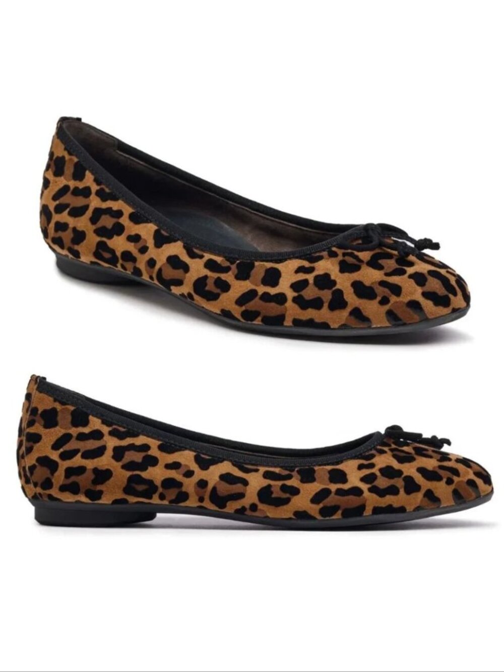 PAUL GREEN Ursula Ballet Flats Size US 6 Sisal Leopard Velvet Bow NEW $398